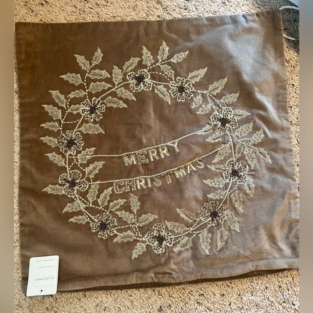 Pottery Barn Three Sequin Merry Christmas Pillow Covers
